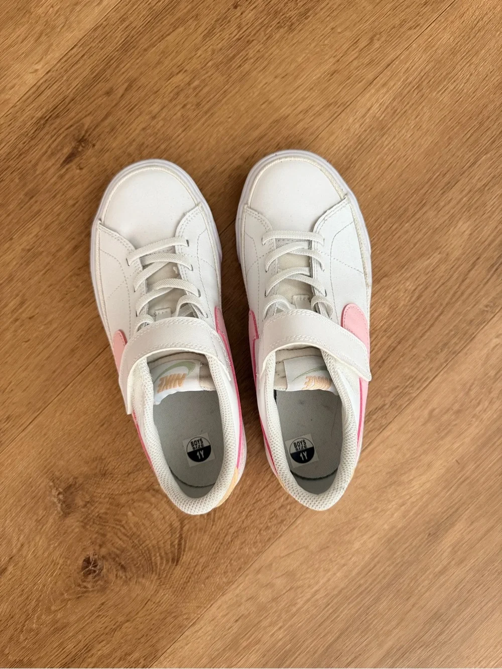 Nike White, Pink & Tan Kids Sneakers
